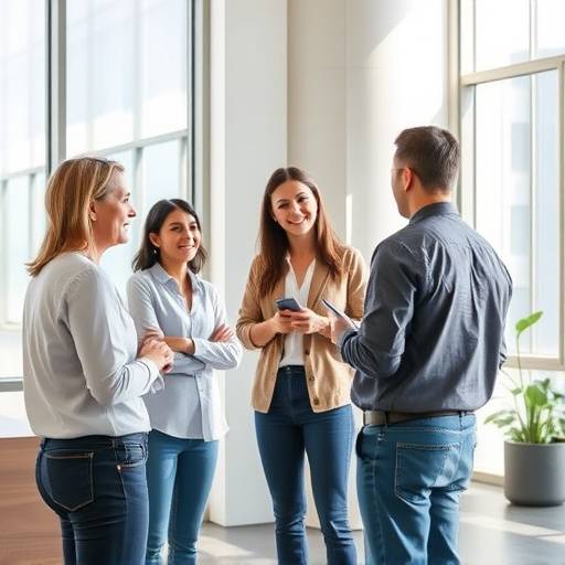 Persone che discutono di strategie aziendali in un ufficio moderno