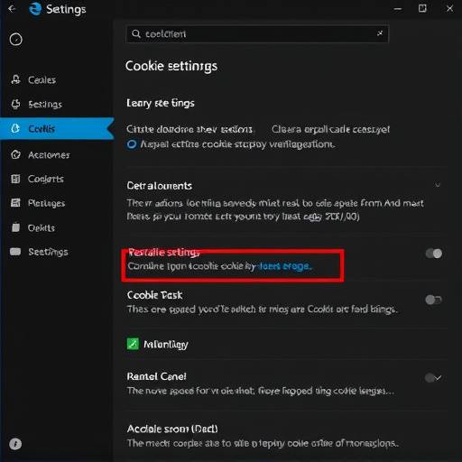Screenshot delle impostazioni di Microsoft Edge per la gestione dei cookie