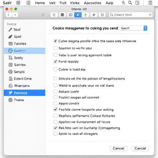 Screenshot delle impostazioni di Safari per la gestione dei cookie