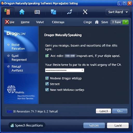 Screenshot di Dragon NaturallySpeaking, un software di riconoscimento vocale