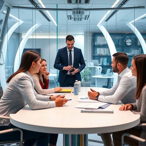 Un incontro di consulenza strategica con un team aziendale che discute i piani futuri.